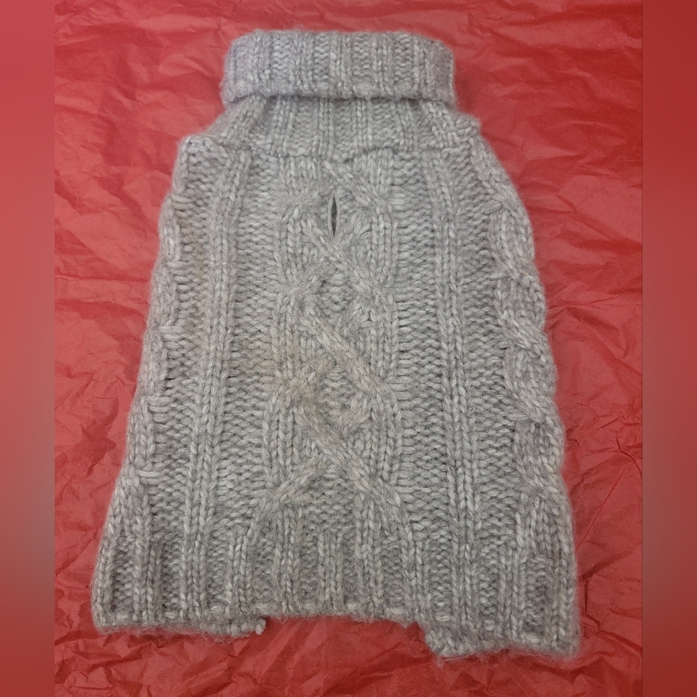 Gray Cable Knit Puppy Sweater